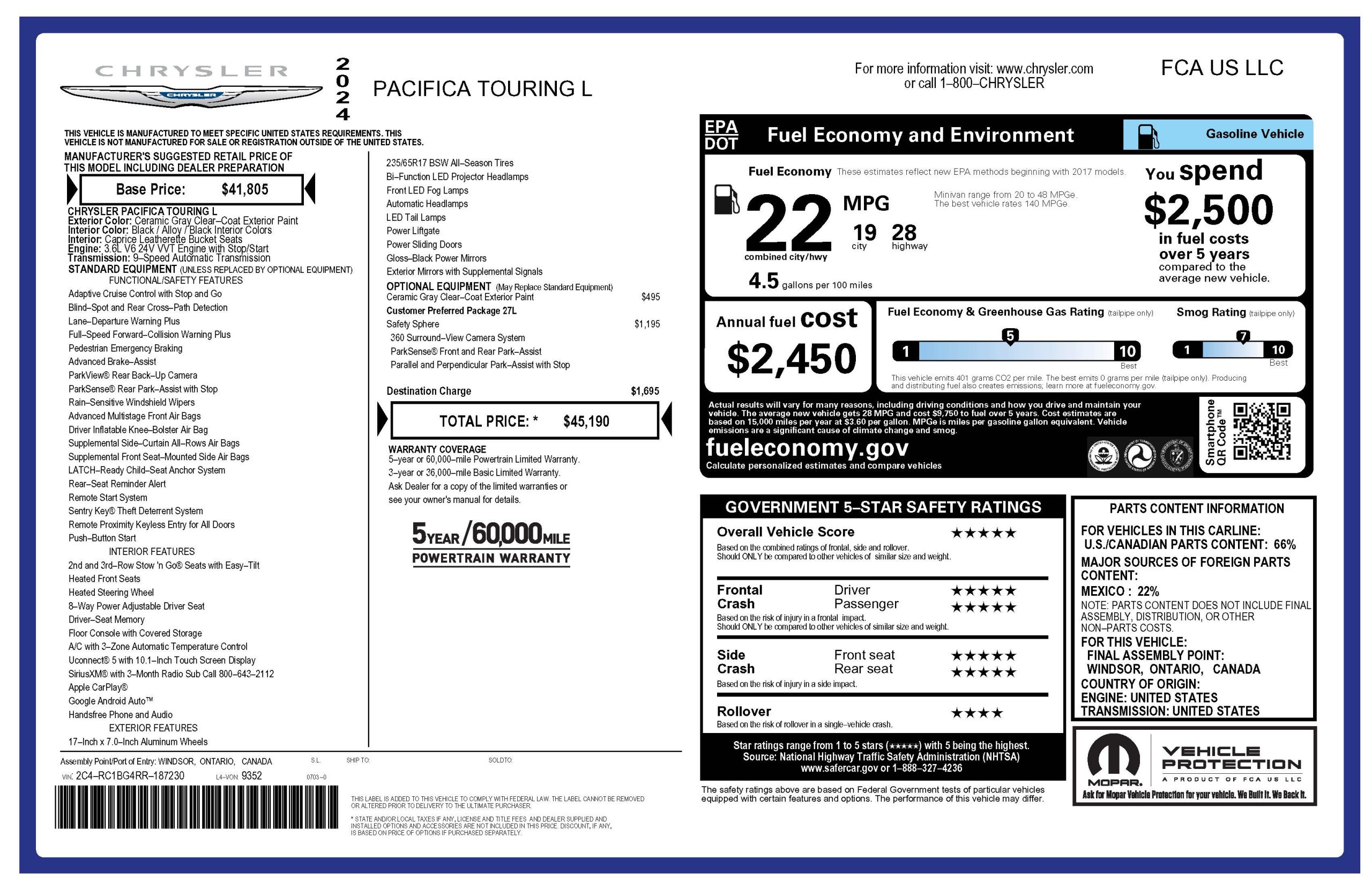 Pre-Owned 2024 Chrysler Pacifica Touring L
