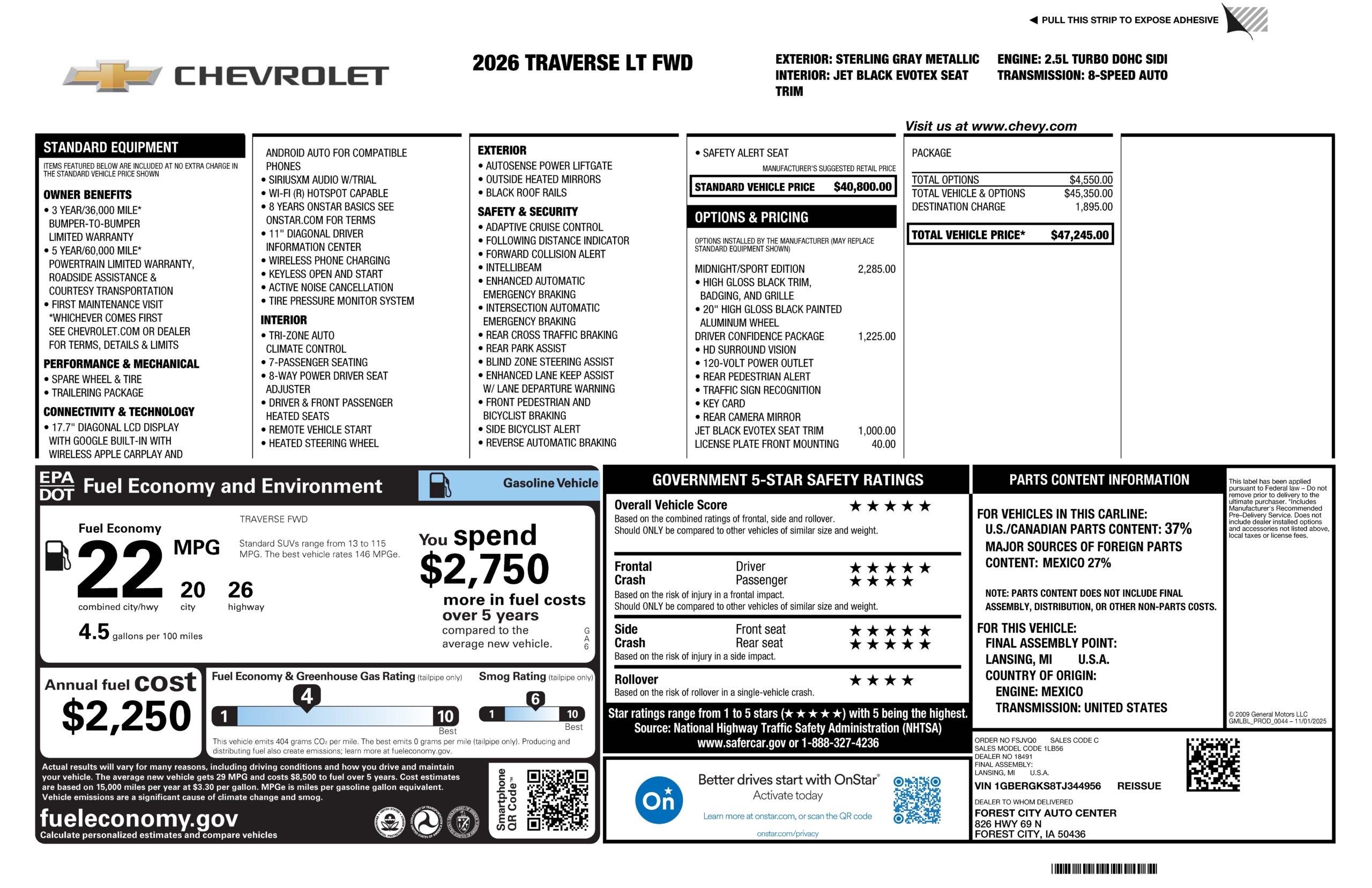 New- 2026 Chevrolet Traverse 1LT