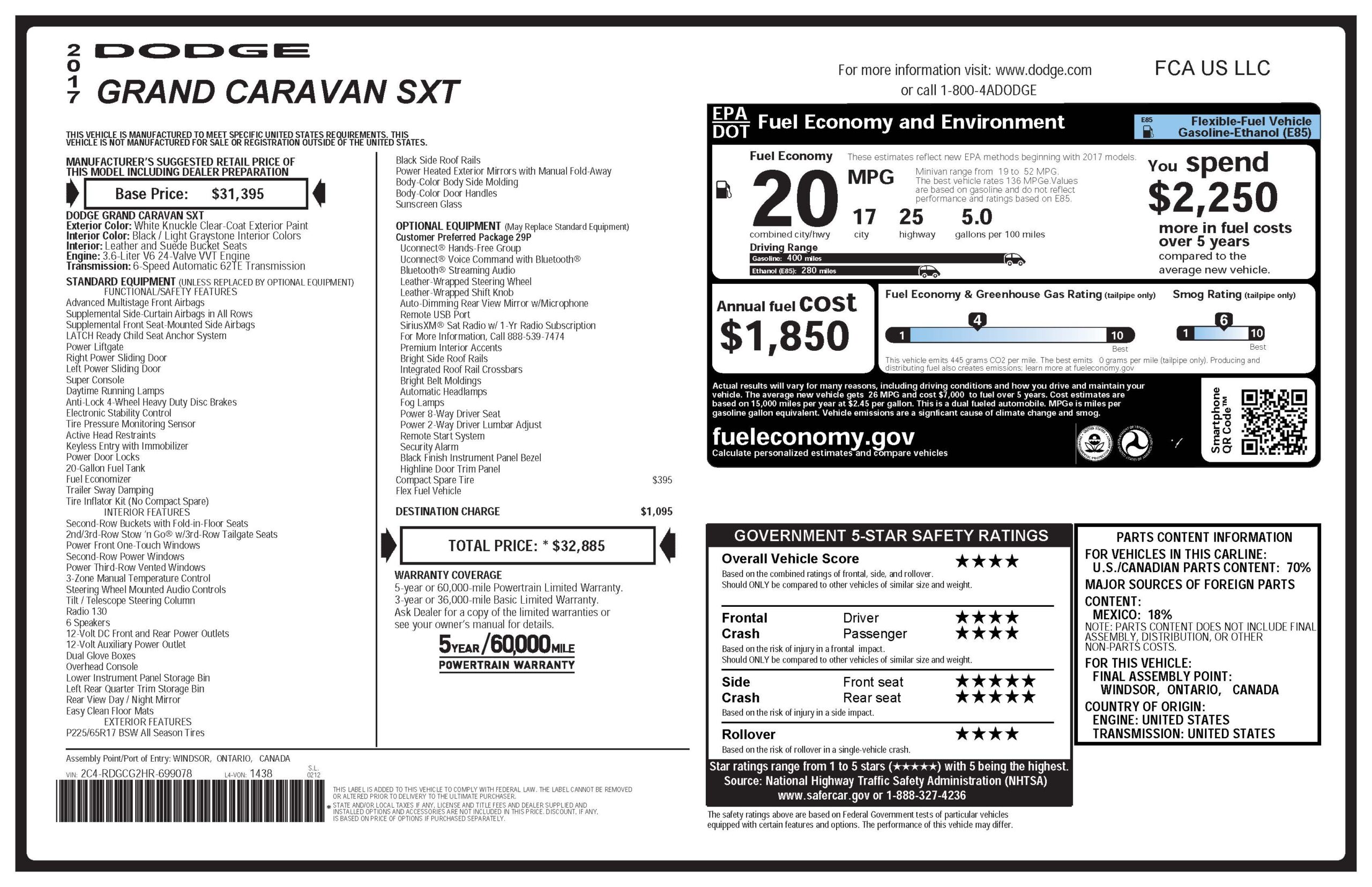 Used 2017 Dodge Grand Caravan SXT